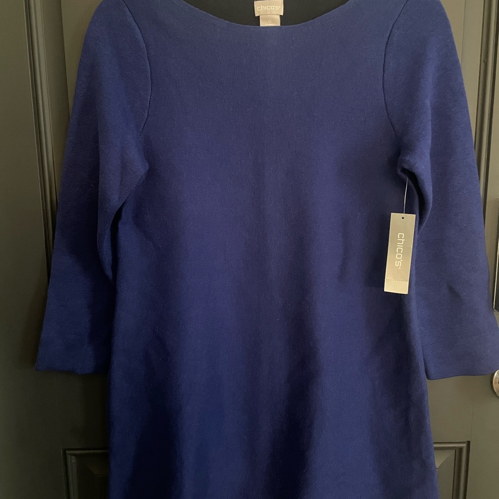 Chicos Sapphire Blue A-Line Tunic Sweater. Size 0